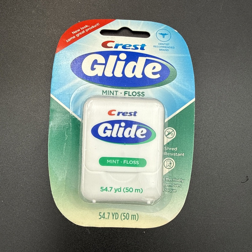 Crest Glide Mint Dental Floss Sealed 54.7yd Shred Resistant Mint Flavored VTG